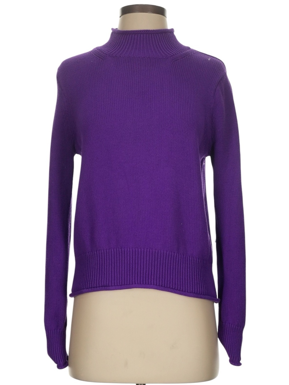 J. Crew Cotton Rollneck Sweater S Purple Summer Preppy Layering Over Shoulder